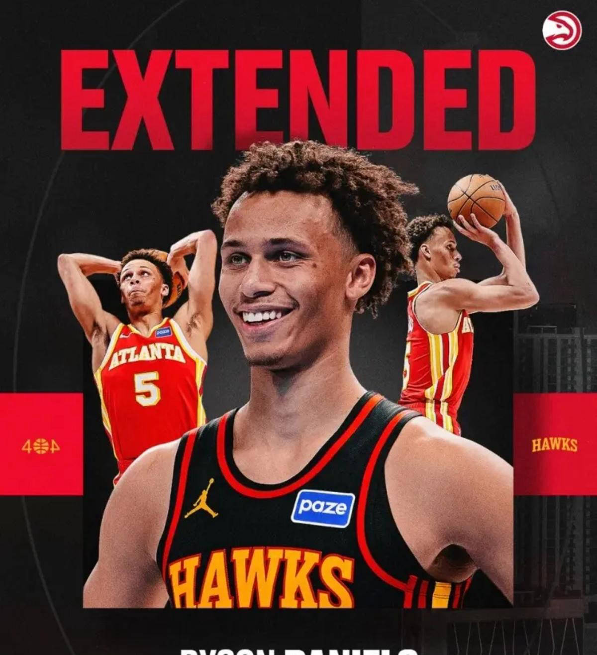 虎扑-亚特兰大老鹰官宣与戴森-丹尼尔斯续约1亿美元，性价比超高